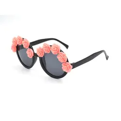Новинка 2019 г. женские Модные солнцезащитные очки Дамы Цветы Круглые Солнцезащитные очки черные Выходные туфли на выпускной бал очки