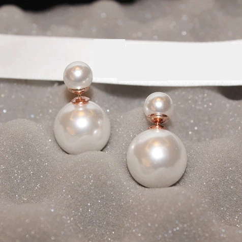 

Europe and the United States simple double-sided size pearl temperament earrings bubble earrings Korean earrings jewelry