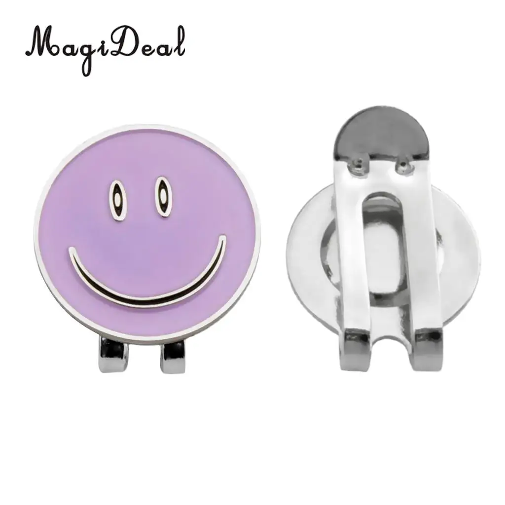 Professional Sturdy Smile Face Magnetic Cap Hat Visor Clip Golf Ball Marker Gift Purple Golf Accessories