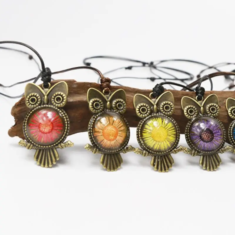 

20Pcs Owl Pendant Cameo Trays Glass Cabochon Blank Bezels Photo Pendant Jewelry