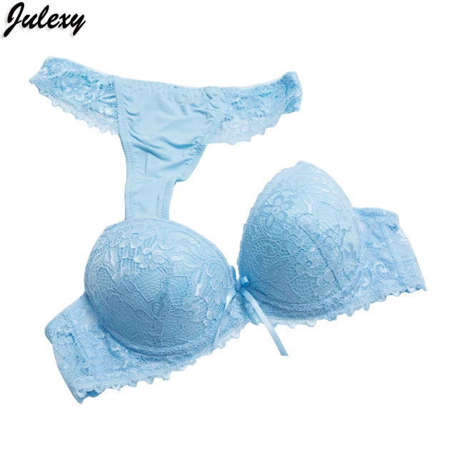 Julexy Sexy G String Small Size Women Bra Sets Luxury AB Cup Underwear Panty Set Solid Push Up