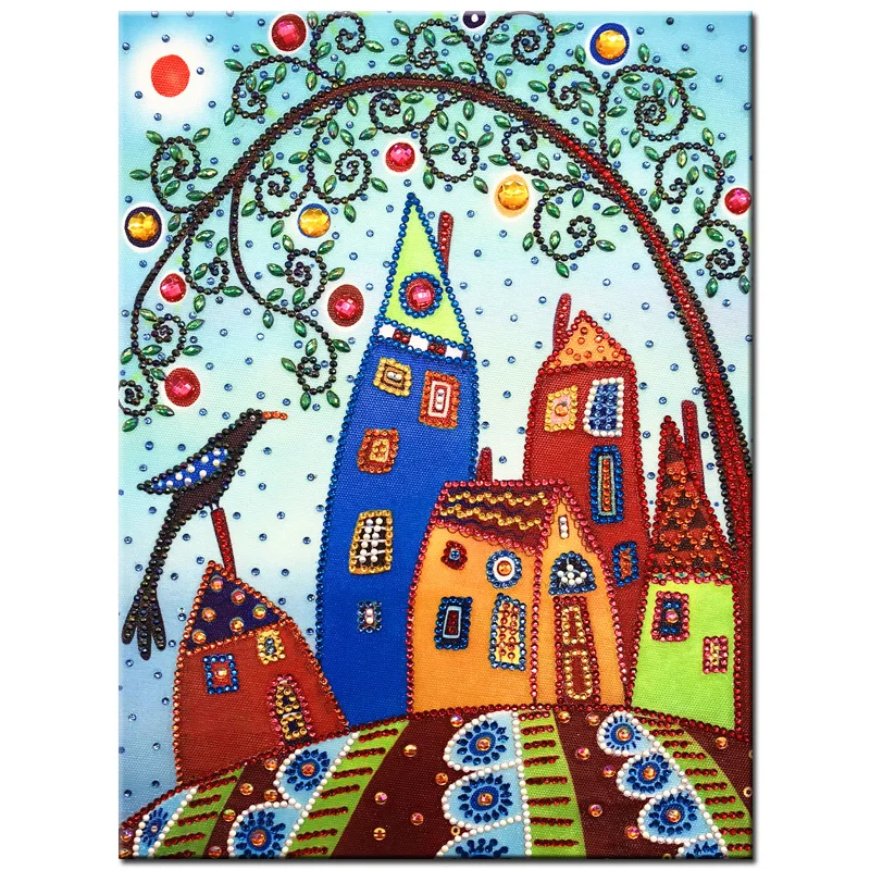 RUBOS DIY Diamond Embroidery House Abstract Art Religion Diamond Painting Mosaic Scenery 5D Big Bead Pearl 3D Crystal Glass Sale (37)