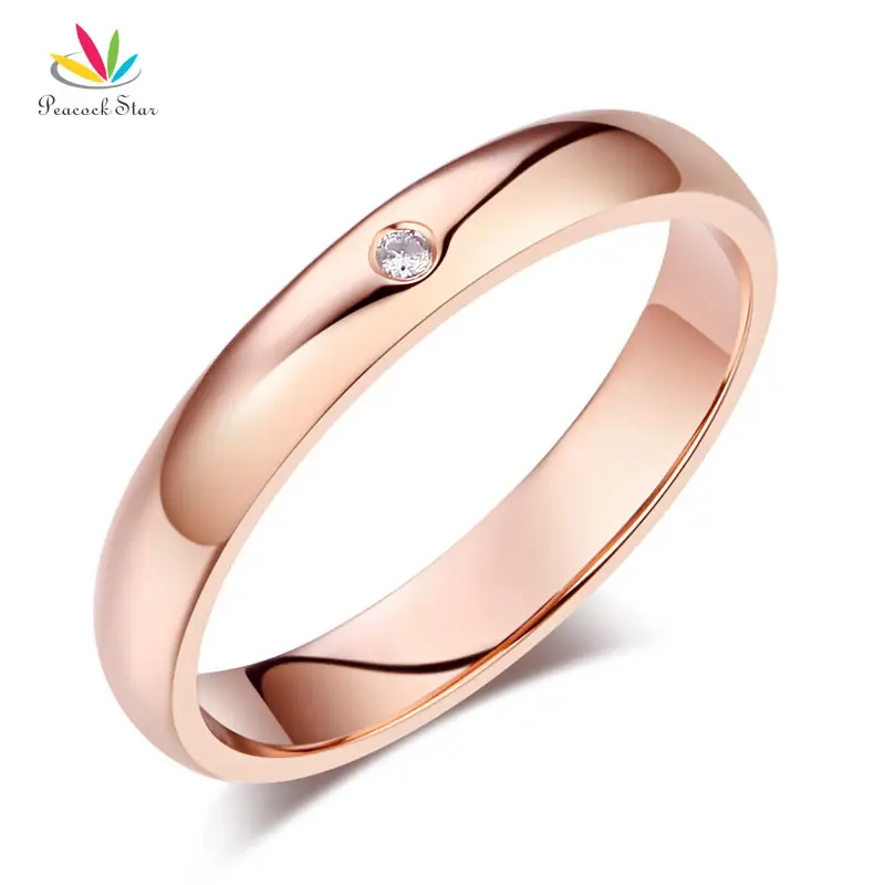 Peacock Star Women Solid 14K Rose Gold Bridal Wedding Band Ring 0.01 Ct Natural Diamond Peacock Star Women Solid 14K Rose Gold Bridal Wedding Band Ring 0.01 Ct Natural Diamond