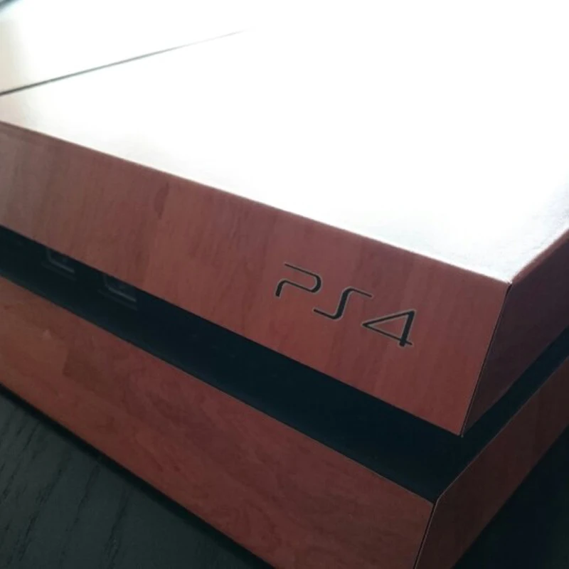 Тонкая Виниловая наклейка для PS4 с текстурой под дерево+ 2 чехла для контроллера+ 1 светильник