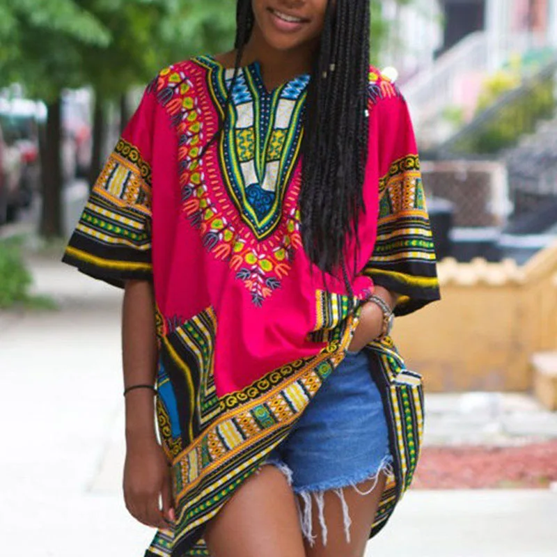 Рубашка в африканском стиле Dashiki женское хиппи стильное платье Caftan унисекс