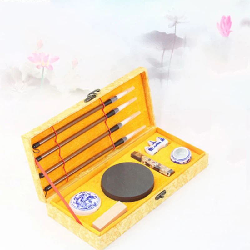 Chino tradicional juego de caligrafía para principiantes erudito cuatro joyas Regular Script caligrafía escritura cepillos pluma conjunto Chino tradicional juego de caligrafía para principiantes erudito cuatro joyas Regular Script caligrafía escritura cepillos pluma conjunto