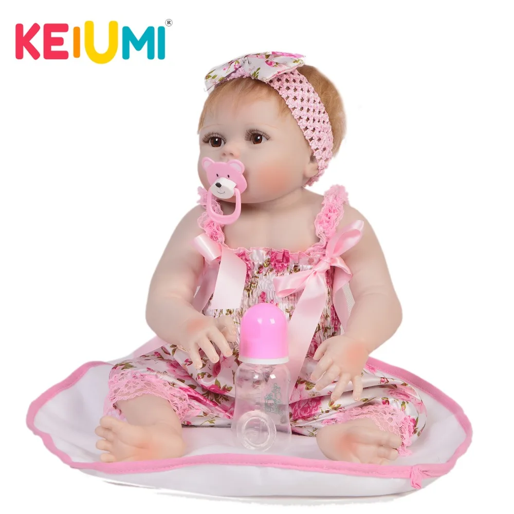 

Hot Sale Emulate Doll 23'' Reborn Baby Girl Full Silicone Body Washable Realistic Baby Doll For Kids Birthday Gifts KEIUMI Toys