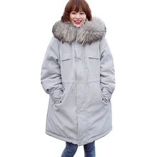 Зимнее женское пальто с натуральным мехом енота, 90% утиного пуха, Длинные парки, женское облегающее пальто с капюшоном и большими карманами, женское плотное теплое пуховое пальто