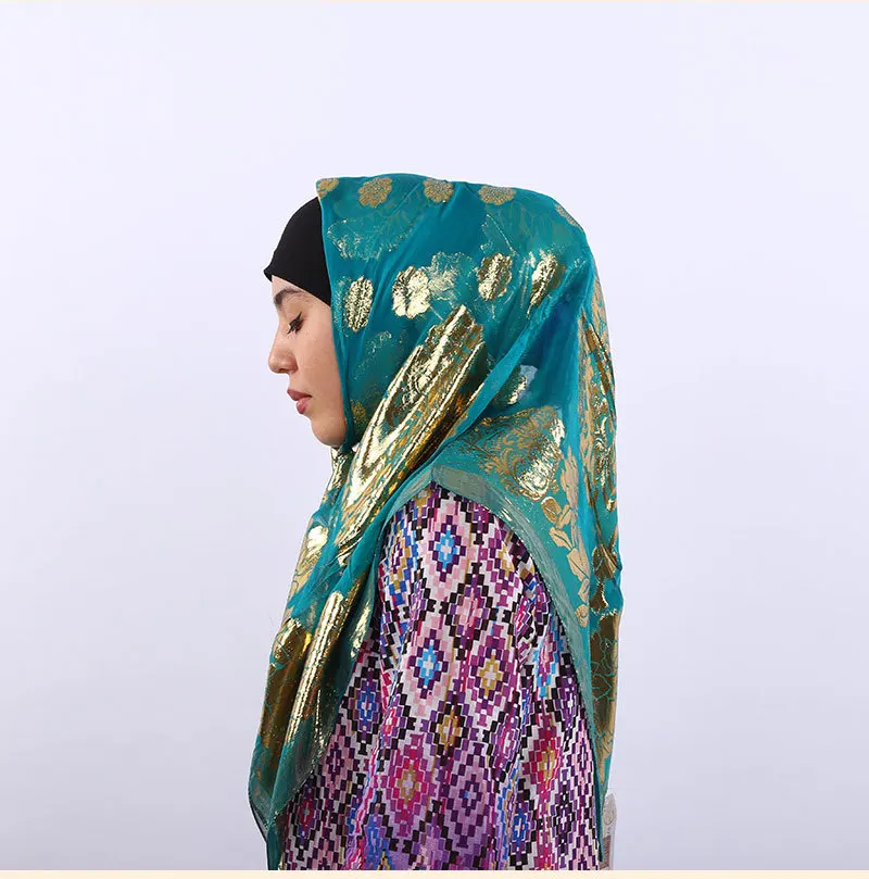 

Summer Thin Square Scarf 100% Silk Jacquard Women Mulim Hijabs Headscarf Metallic Floral Pattern Shawl Wrap Headscarf 85*85cm