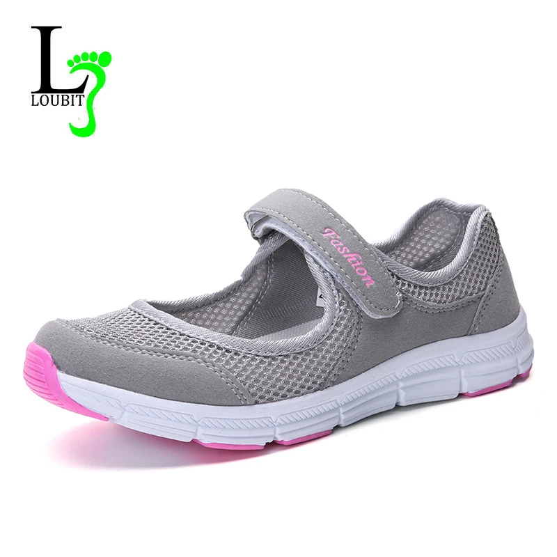 

2019 Women Sneakers Summer Mesh Shoes Female Flats Casual Shoes Breathable Footwear Hook & Loop Fashion Light Shoes