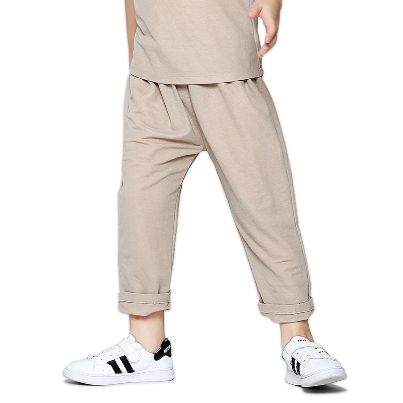 

Summer Natural plant fiber long pants kids quality Cotton & linen children pants for boys cozy fibre home anti-mosquito trousers