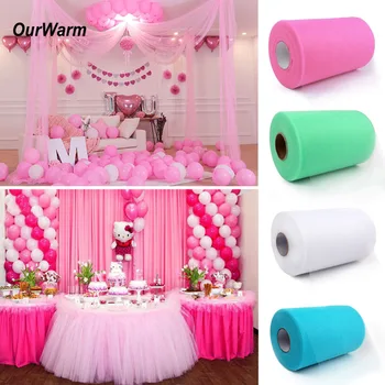 

OurWarm Tulle Roll 100Yards Tutu Skirt Party Birthday Baby Show Wedding Decoration Party Favors Event Supplies Width 15cm