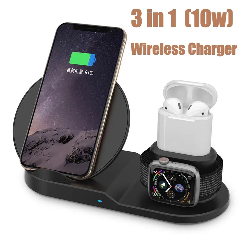 

10W 3 in 1 Wireless Charger Fast Charging for iPhone Xs/Xs Max/XR/X /8/8 Plus/Samsung S9 S8 + Apple Watch Serie 1/2/3/4 xiaomi