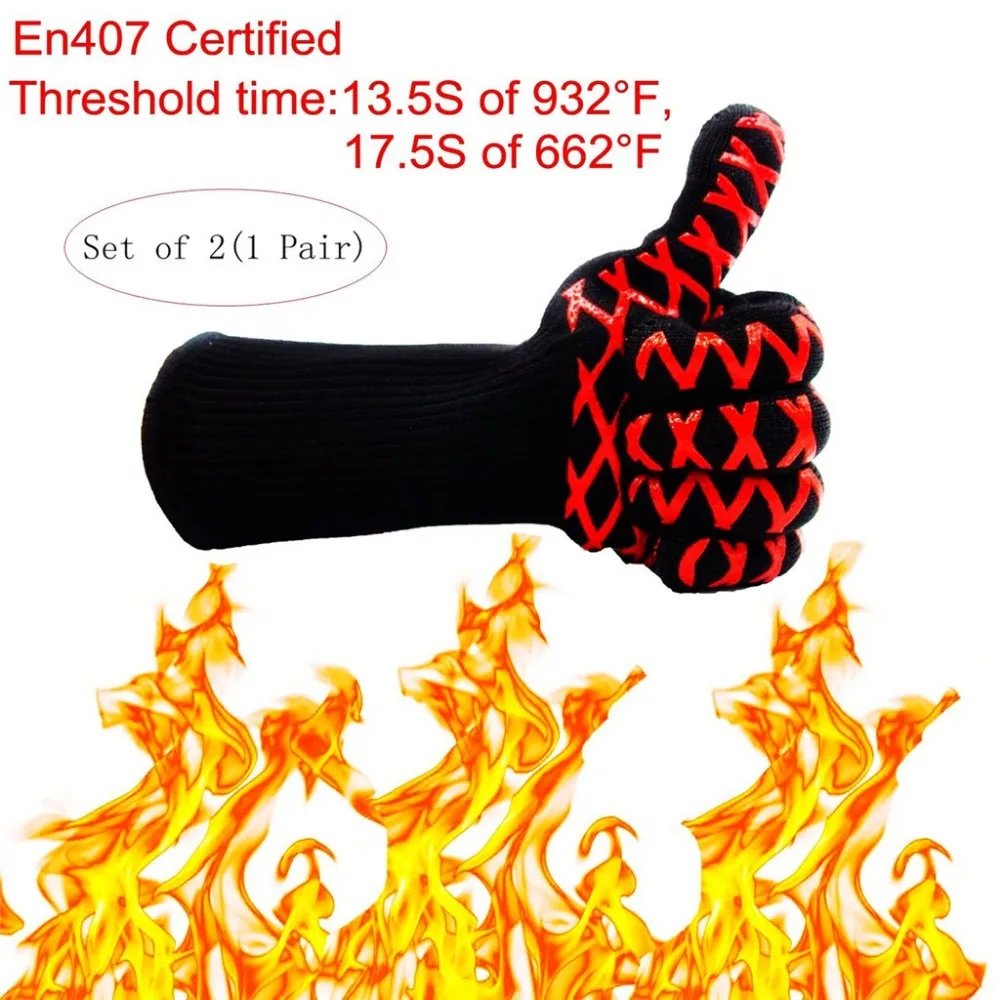 

RED (one pair) HOMEERR Heat resistant  oven gloves BBQ Gloves, Microwave Glove ,Best for grilling&baking daily use