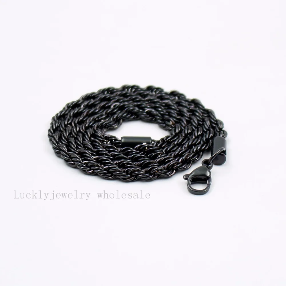 GNAYY 10pcs lot Wholesale Jewelry stainless steel 4mm 21.6 inch black