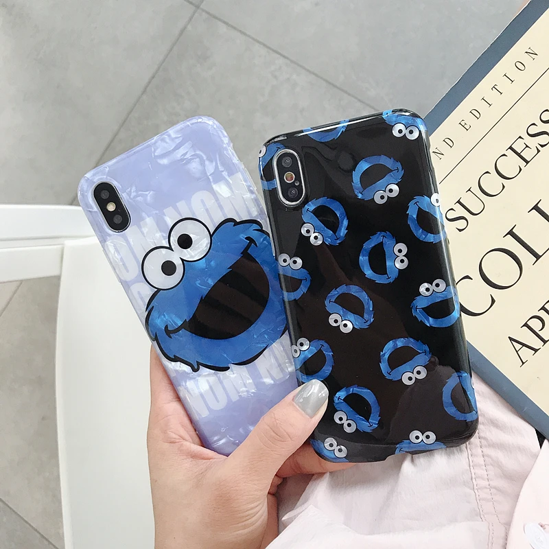 

Cartoon Sesame Street Phone Couple case smooth for iPhone 6 6s 7 8 Plus X XR XS XSMAX Luxury