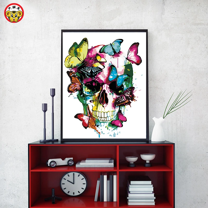 

painting by numbers art paint by number Creative skull illustration hand-filled color decoration painting oil paintin