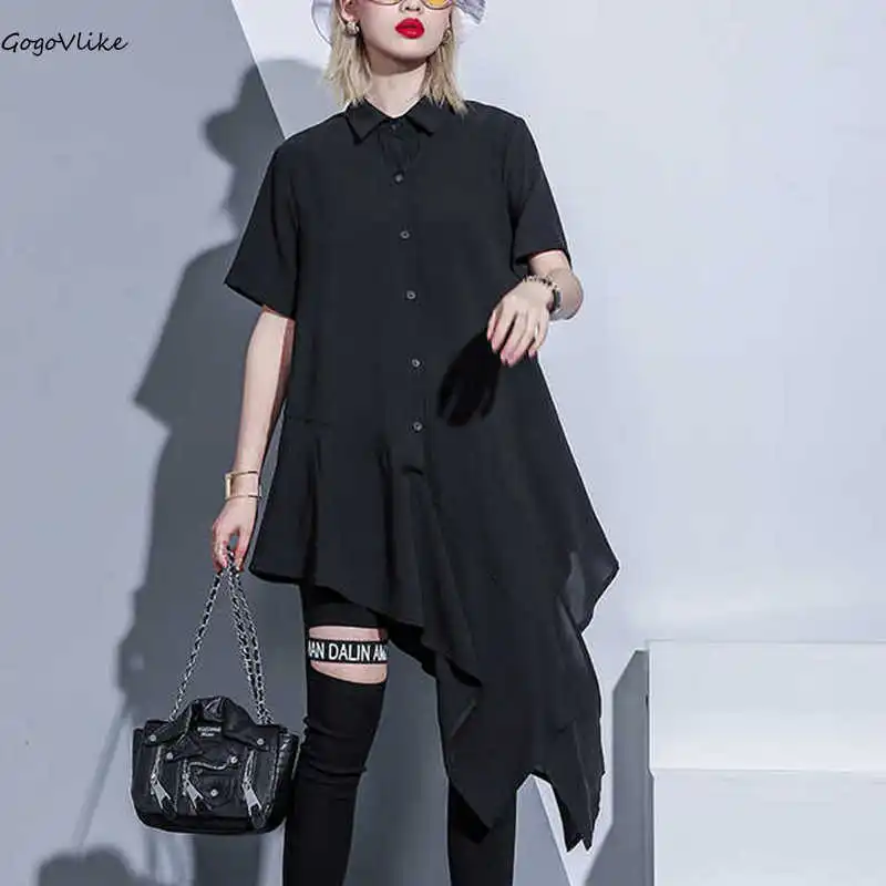 

Irregular Chiffon Blouse and tops Women Oversize Blouses Summer 2019 Women Casual Street Asymmetric Shirt Plus size LT500S50