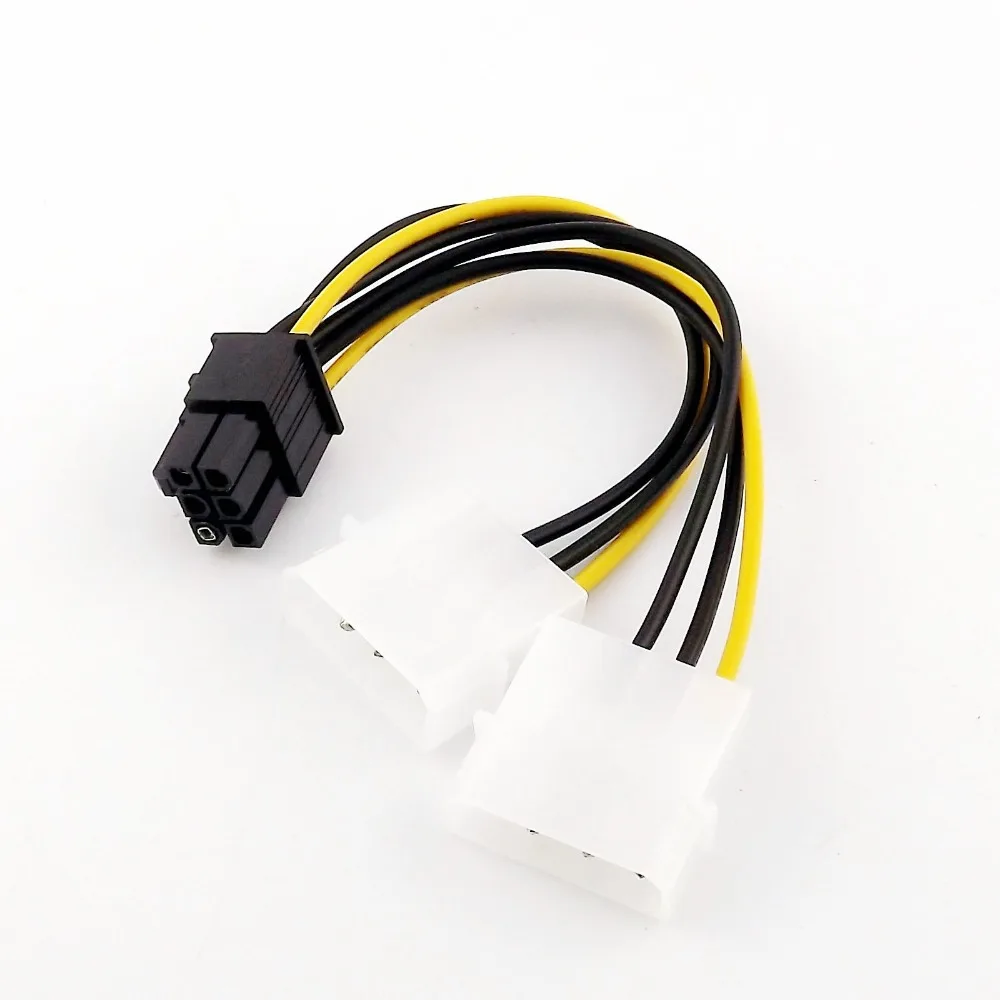

1x Dual 4 Pin Molex to 6 Pin PCI-E Power Supply Converter Adapter Connector Y Splitter Cable Cord 15cm