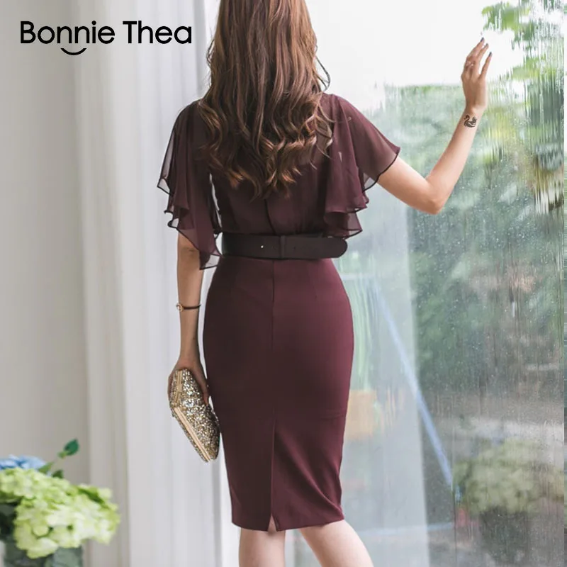 Женское платье Bonnie Thea повседневное облегающее из шифона для офиса и вечеринки на