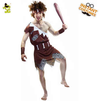 

New Jungle Caveman Cosplay Purim Party Costumes Stone Age The Croods Fred Flintstone Primitive Man Wildman Halloween Costume