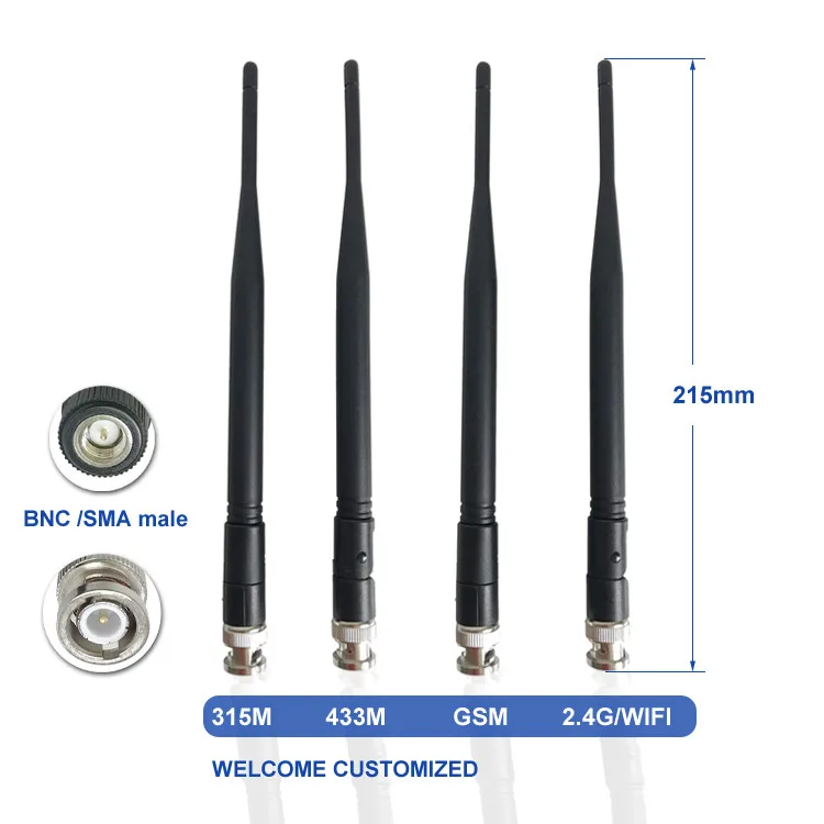 Внешний Wifi 2,4G 315 Mhz 433 Mhz резиновый стержень подвижный BNC Мужской 6dBi Omni 900/1800 M GSM антенна 1 шт