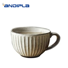 Taza de cerámica con asa de estilo japonés de 350ml, tazas de leche y café Vintage de cerámica, tazas de postre para el desayuno, suministros para bebidas para el hogar