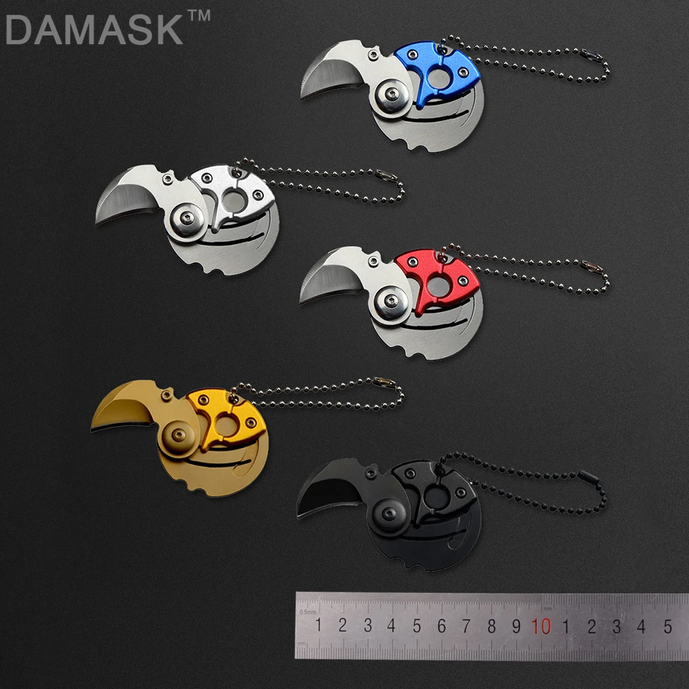 

Portable Mini Folding Blade Knife DAMASK Outdoor EDC Tool Small Coin Pocket Knifes Keychain Multitool Key Chain Survival Tools