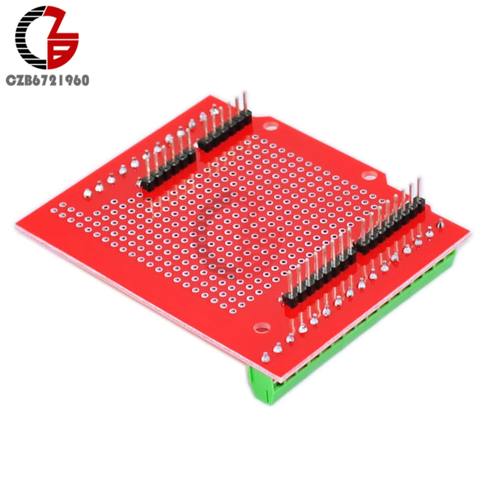 Прототип винтовой Щит Плата расширения Собранный терминал Прото Щит Двухсторонний PCB IO припой для Arduino UNO Mega2560 один