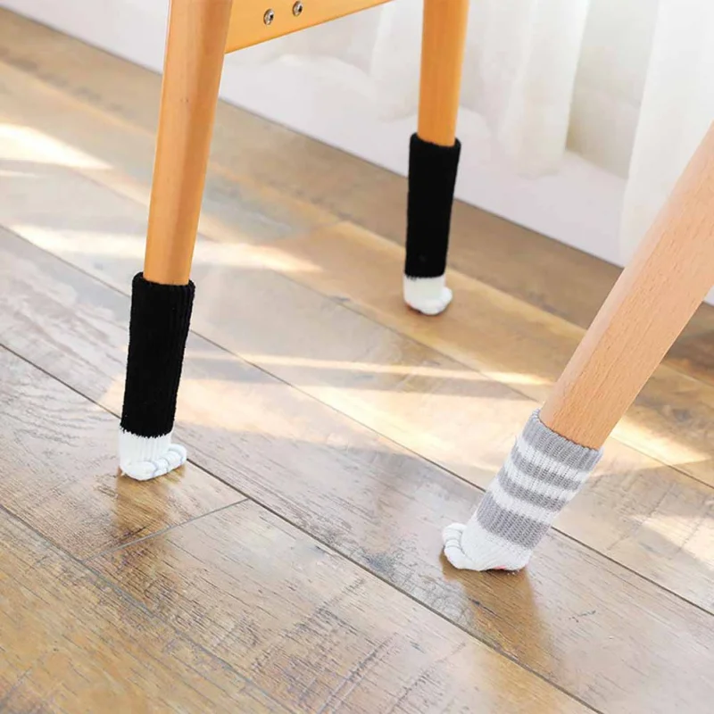 

4 pcs/set Cat Shape Knitted Dining Table Chair Leg Socks Stool Mat Protective Case Chair Booties Stool Socks Protective Sleeve