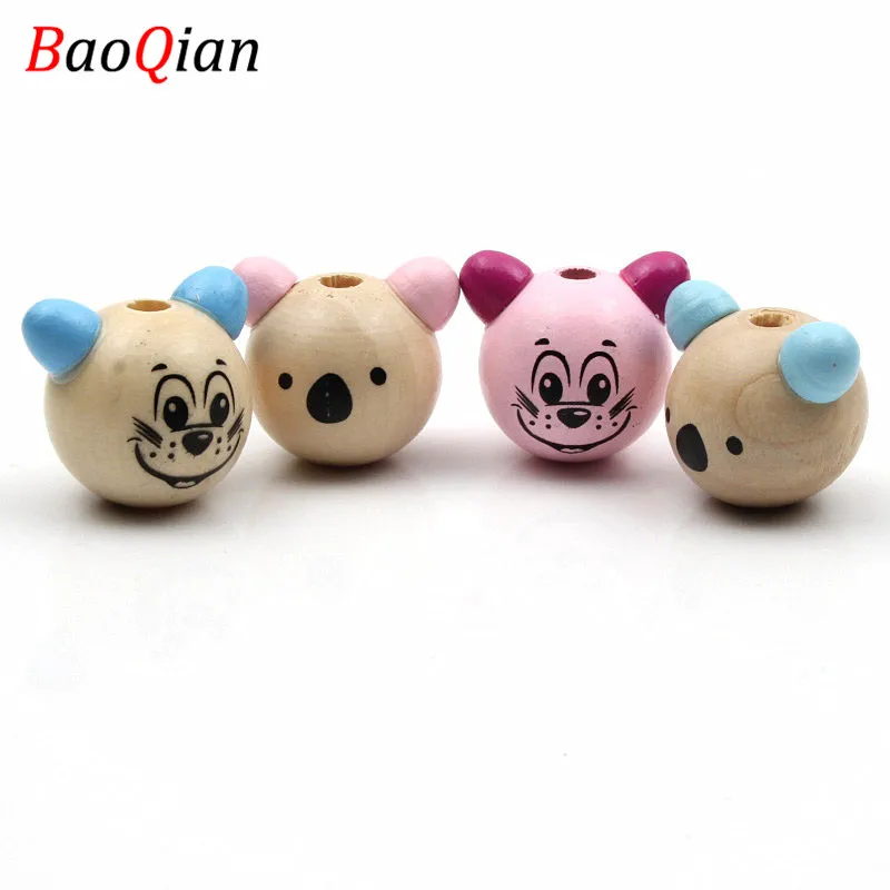 

5PCS Koala Modeling Wooden Beads DIY Animal Series Loose Beads Production Creative Cartoon Toy Jewelry Accessories