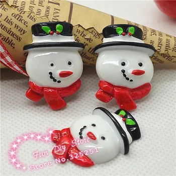 

Flat Back cute Christmas snowman with hat and scarf Cabochons for Holiday Decoration 22*30mm 50pcs/lot