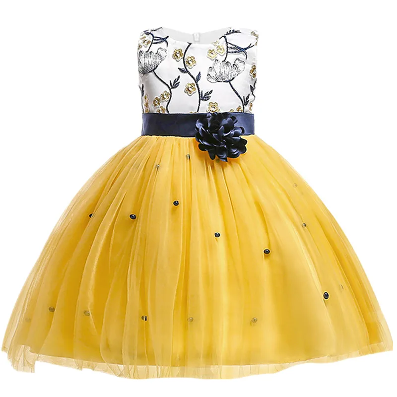 Детские платья для девочек с цветочной вышивкой; бальное платье; вечерние платья принцессы для маленьких девочек; Vestido; платье без рукавов для дня рождения; Gow