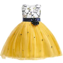 Детские платья для девочек с цветочной вышивкой; бальное платье; вечерние платья принцессы для маленьких девочек; Vestido; платье без рукавов для дня рождения; Gow