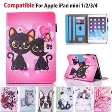 Модный мультяшный силиконовый чехол из искусственной кожи чехол для Apple Ipad Mini 1 2 3 4 7," смарт-чехол Чехол Funda Сова собака кошка шаблон Стенд
