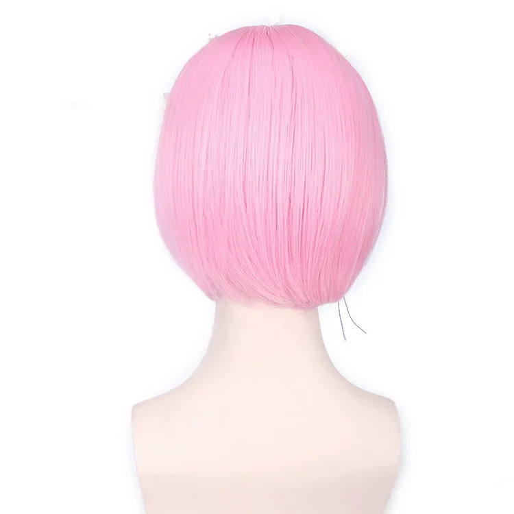Yiyaobess 12 дюймов рам и рем розовый светло-синий причёска Боб с прямыми волосами Парики для женщин Косплей Костюм синтетические волосы парики для женщин - Цвет: Розовый