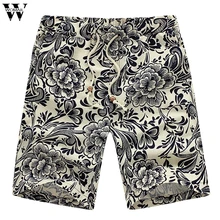 Womail, мужские короткие летние льняные спортивные модные пляжные шорты с принтом, повседневные свободные шорты, Прямая поставка j25