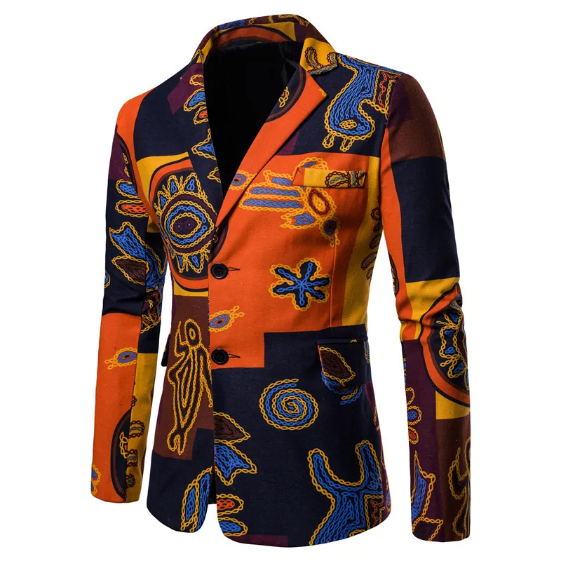 

Men Fashion Cotton Linen Blazer Spring New Arrival African Printed Casual Slim Fit Jacket Men Suit Terno Masculino Blazer Hombre