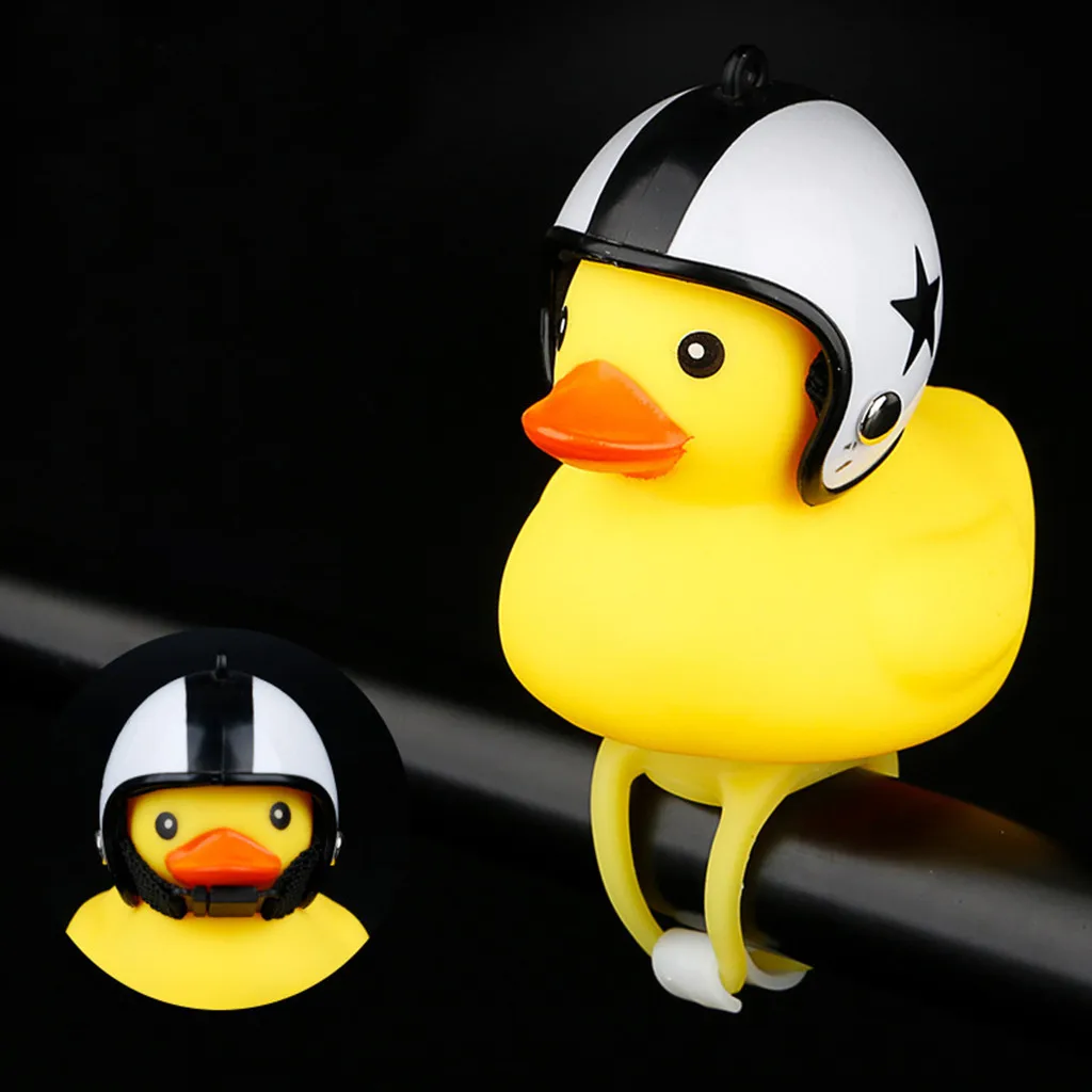 Discount Funy Animal Bicycle Light Cartoon Little Yellow Duck Helmet Head Light Shining Duck Bicycle Bells Handlebar Accessories 2.46 4