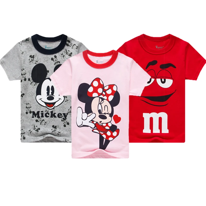 

Fashion Personalised children Cartoon T-shirt Boy Kids Clothes T-Shirt Short Sleeve Top Mickey Minnie Summer girls Clothing