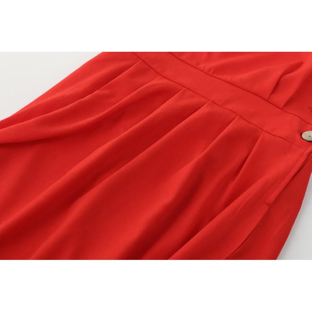 Red Sleeveless Women Sexy Strap Snap Buttoned Waist Casual Holiday Comfortable Princess Sweet Backless Dress 40FE28 (8)