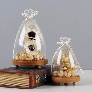 

Nordic Decorative Glass Dry Flower Houses Creative Decoration Minitures Desk Decoration House Cafe Bedroom Warm Decor