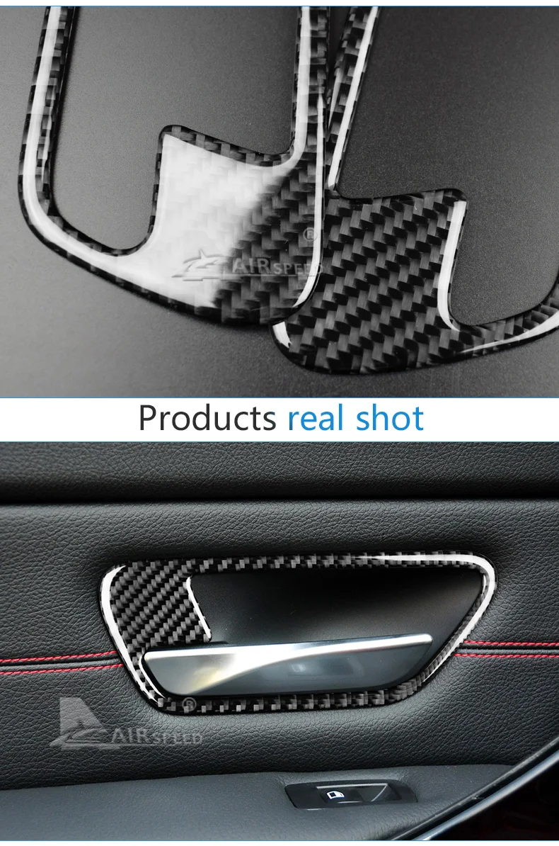 Carbon Fiber Car Interior Door Handle Cover Trim Door Bowl Stickers for BMW F30 3 Series F34 3GT 2013-2018 Accessories (4)