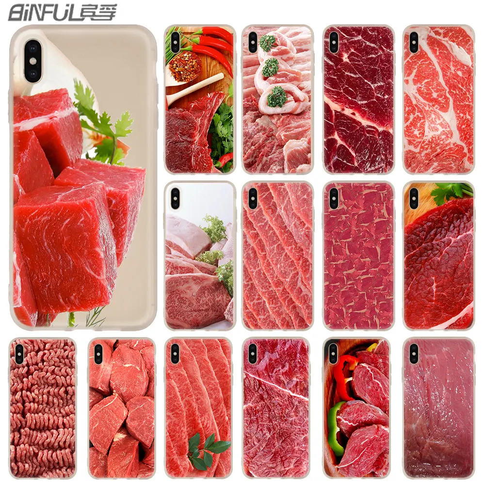 

Raw meat on white plate Case for iphone XS 11 Pro Max XR X 10 Cover Phone Cases for iphone 7 8 plus 6s 5 4s