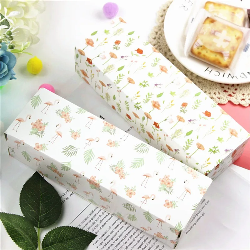 

Flamingos Long Gift Paper Box Packaging for Sweets Macaron Box Wedding Candy Box Cookie Box Carton