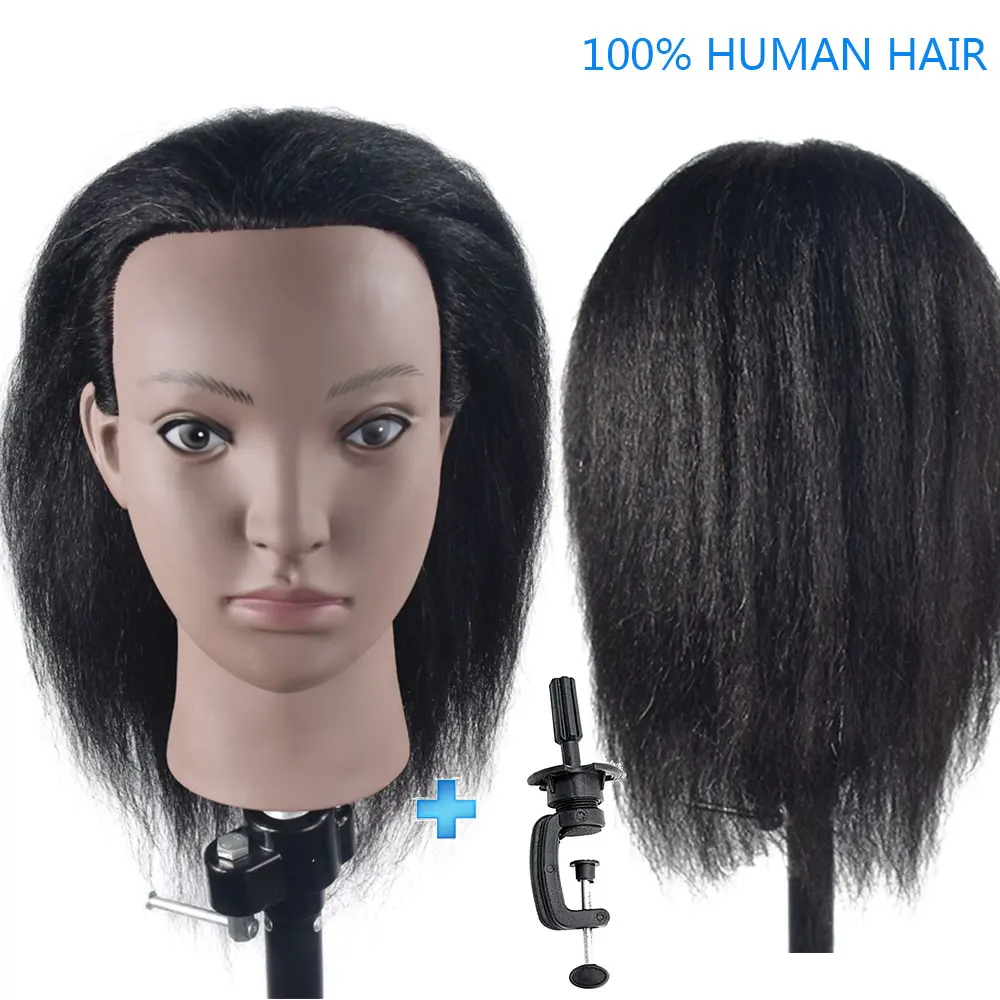 

Bolihair Afro 14" Professional Female Training Head with Human Hair Mannequin Head for Hairdressing Cosmetology Salon Tools