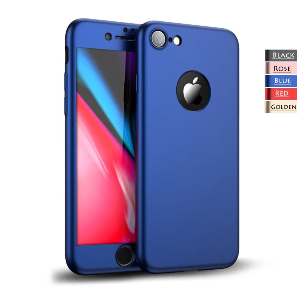 360 Full Protective Phone Case For iPhone 8 7 Plus 6 6s 5 5S SE X 10 Cover XR Xs Max Cases With Glass |