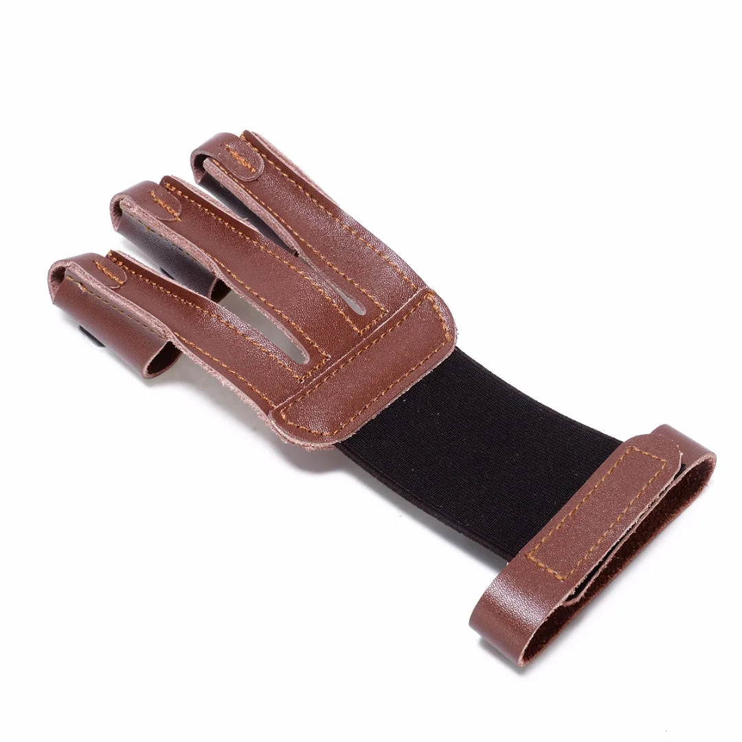 NEW Brown Archery 3 Finger Hand Protective Glove Leather Archery Arrow Bow Gloves for Hunting Shooting Training Protector