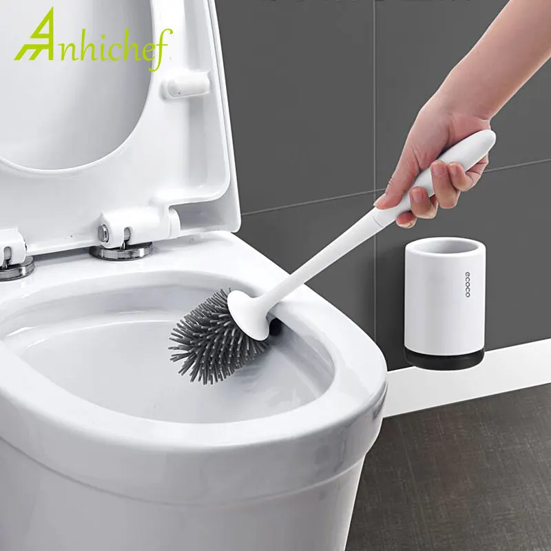 

TPR Toilet Brush Rubber Head Holder Silicon Cleaning Brush For Toilet Wall Hanging WC Bathroom Brush Household Accessories