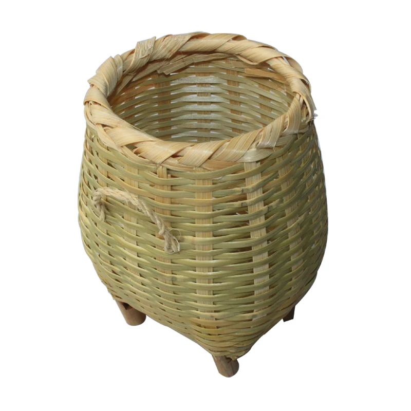 Purely Handmade Pure natural Bamboo Flowers Basket Handmade Knitted Plain Natural Artistic Four